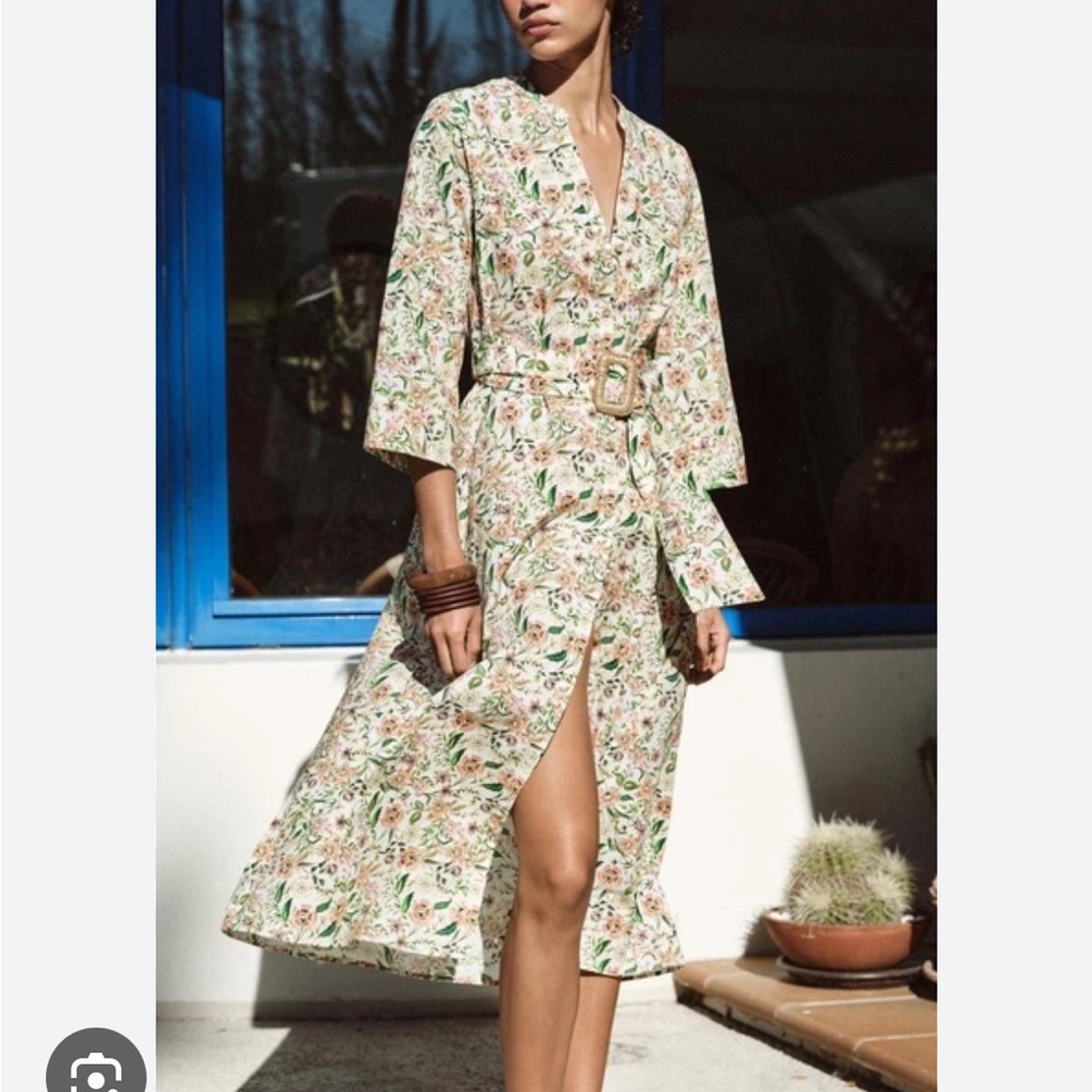 Zara NWT printed midi poplin floral dress 2298/075